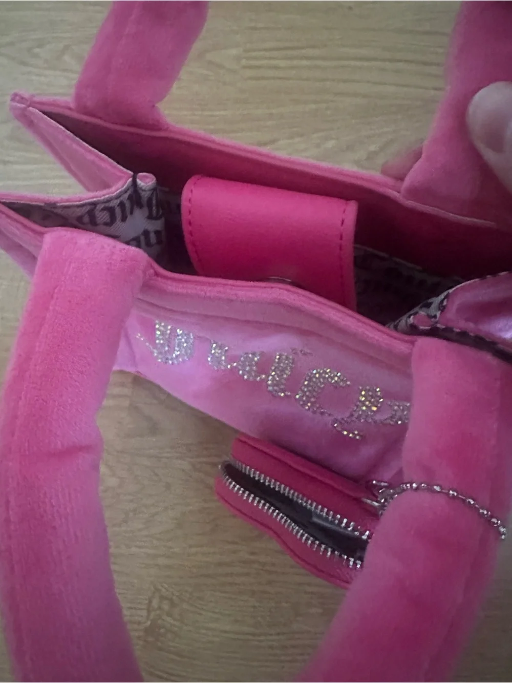Juicy Couture Hot Pink Kids Plush Tote with Heart Coin Pouch